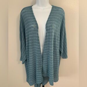 LuLaRoe 2 Tone Blue Striped Open Cardigan